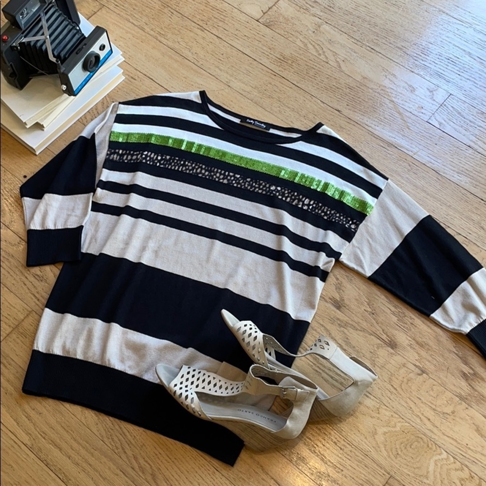 Betty Barclay striped festive sweater women’s size medium